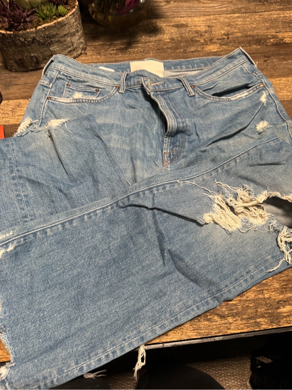 MOTHER Light Blue Distressed Jeans